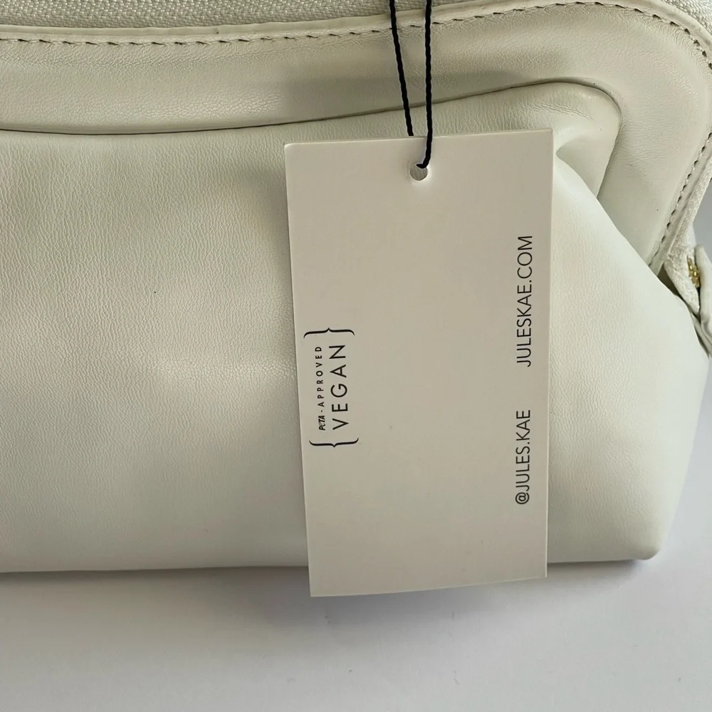 NWT Jules Kae White Vegan Leather Crossbody Clutch